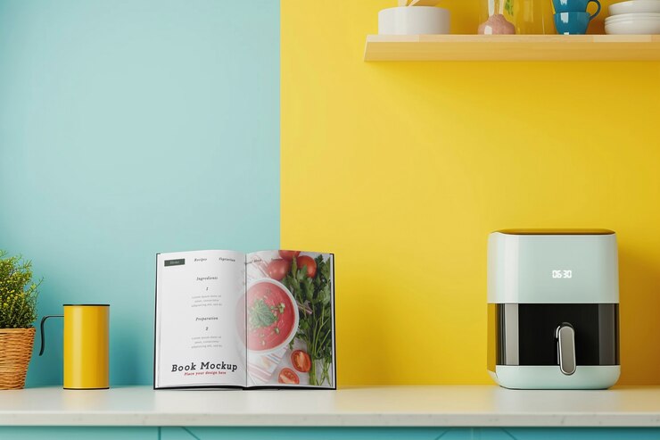 PSD air fryer  indoors mockup
