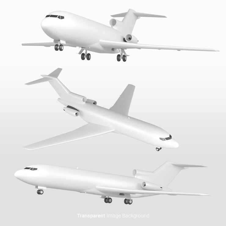 Airplane with on an isolated white background 3d rendering