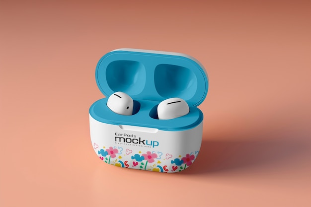 PSD airpods com modelo de caixa