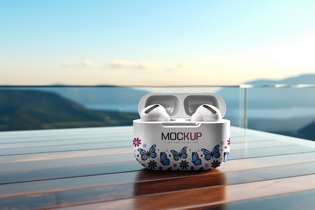 PSD airpods mit gehäuse-mockup