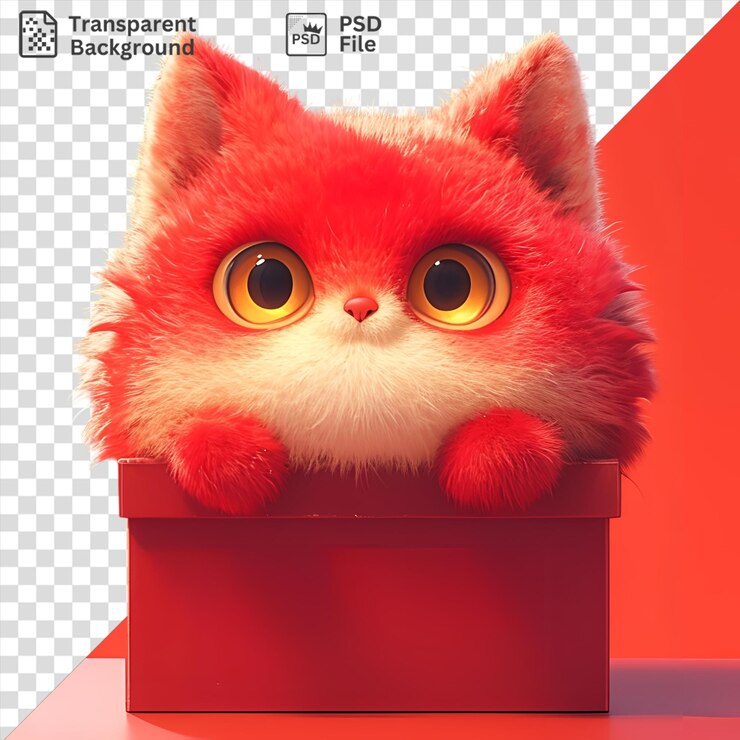 PSD aislado 3d animal peludo rojo dartdesign dickworth en una caja