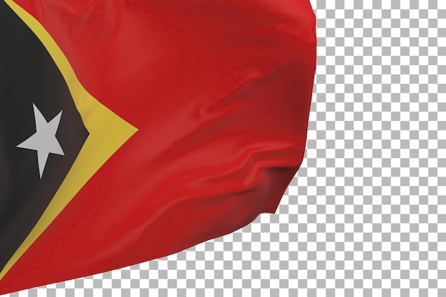 Aislado bandera de Timor Oriental. Bandera que agita. Bandera nacional de Timor Oriental