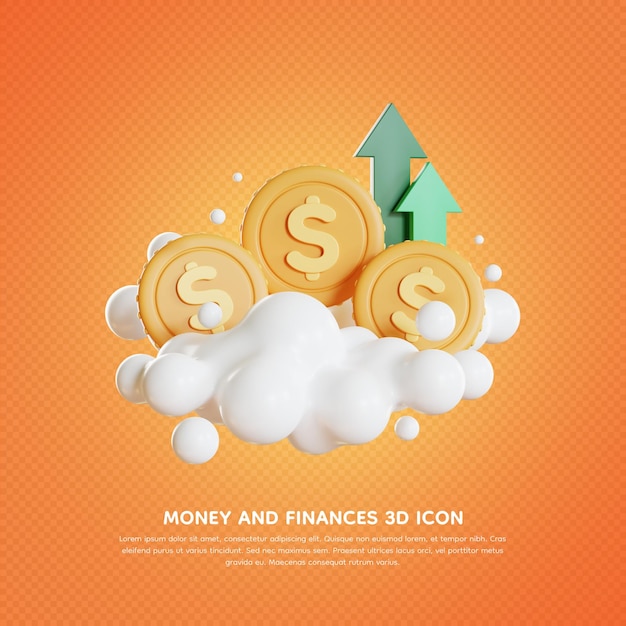 Aislado dinero y finanzas 3d icono 3d renderizado