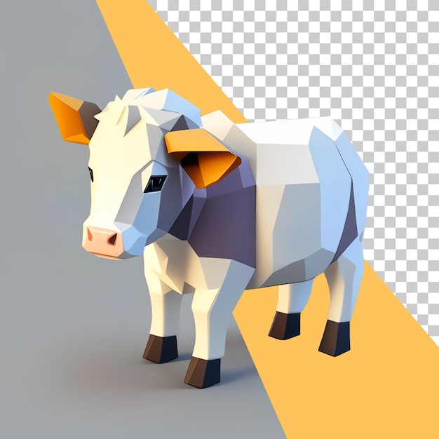 aislado png 3d baja poli vaca