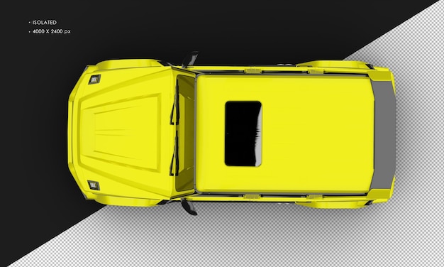 PSD aislado realista amarillo metálico lujo moderno pure sport suv coche desde la vista superior