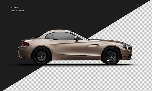 Aislado realista brillante metálico marrón claro elegante super sport city car desde la vista lateral derecha