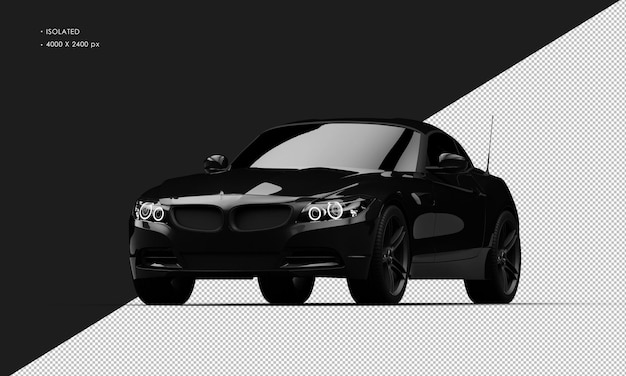 Aislado Realista Brillante Metálico negro Elegante Super Sport City Car desde la vista del ángulo frontal izquierdo
