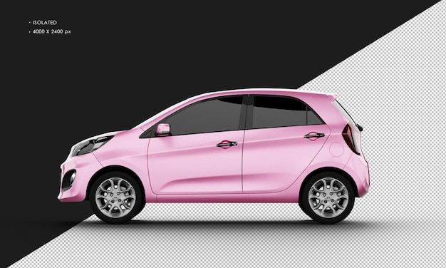 Aislado Realista Brillante Metálico rosa Pequeño Mini City Car desde la vista lateral izquierda