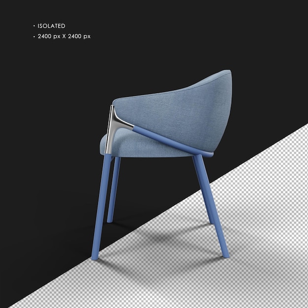 Aislado realista excéntrico azul moderno sillón de madera lado izquierdo