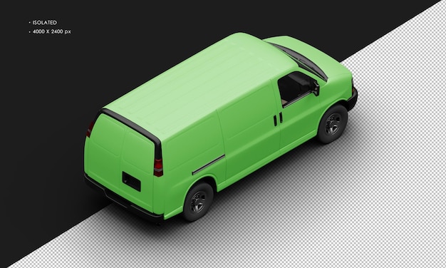 Aislado Realista Mate Verde Tamaño Completo Cargo Ciego Van Coche Desde La Vista Trasera Superior Derecha