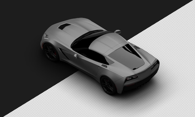 Aislado realista metal gris titanio moderno super sport car desde la parte superior izquierda vista trasera