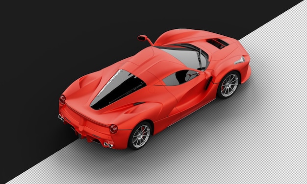 Aislado realista metal metalic titanio rojo sedan super sport car desde la parte superior derecha vista trasera