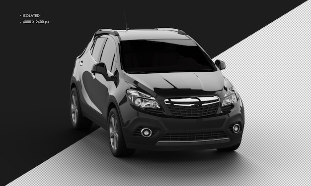 Aislado realista negro brillante moderno Sport City SUV coche desde la vista del ángulo frontal derecho