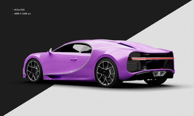 Aislado realista púrpura metálico deluxe city sedan super car desde la vista trasera izquierda