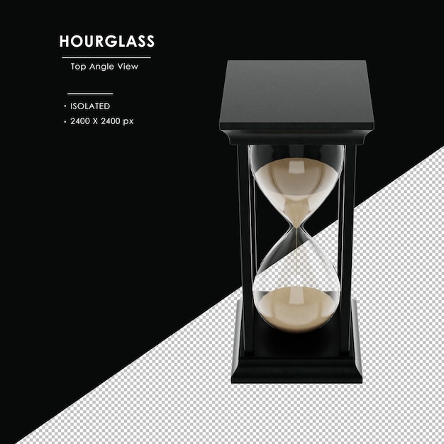 Aislado Reloj Arena Reloj Arena Cuadrado Metal Oscuro Vista Ángulo Superior