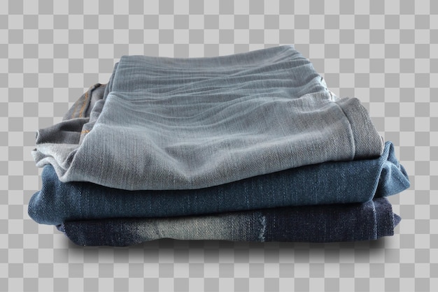 PSD aislados muchos blue jeans apilados