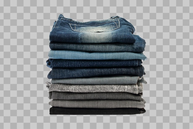 Aislados muchos blue jeans apilados