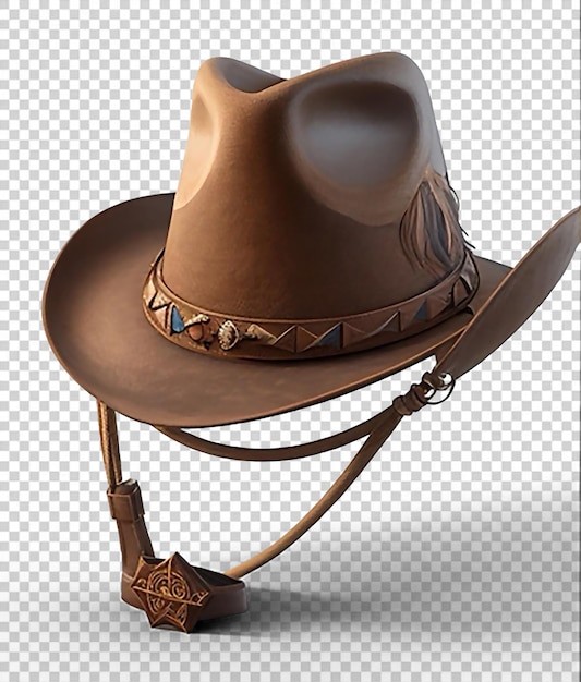 Aislar el fondo transparente del sombrero de vaquero rústico marrón