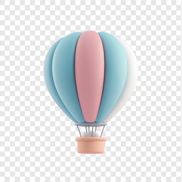 PSD aislar el icono 3d del globo de aire caliente en vuelo