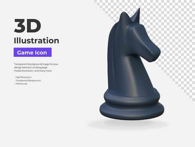 Ajedrez caballo caballero juego icono 3d ilustración