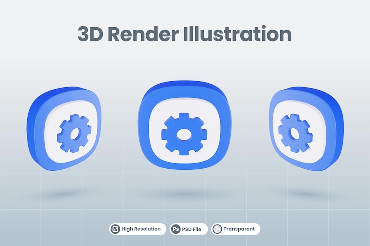PSD ajuste de engranaje de ilustración de icono 3d aislado