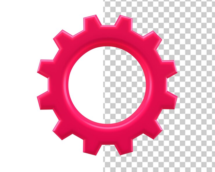 PSD ajuste de la máquina de rueda dentada icono rosa 3d render