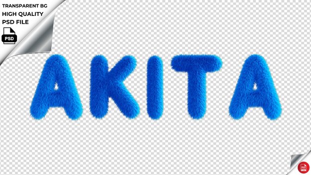 PSD akita typography azul fluffy texto psd transparente