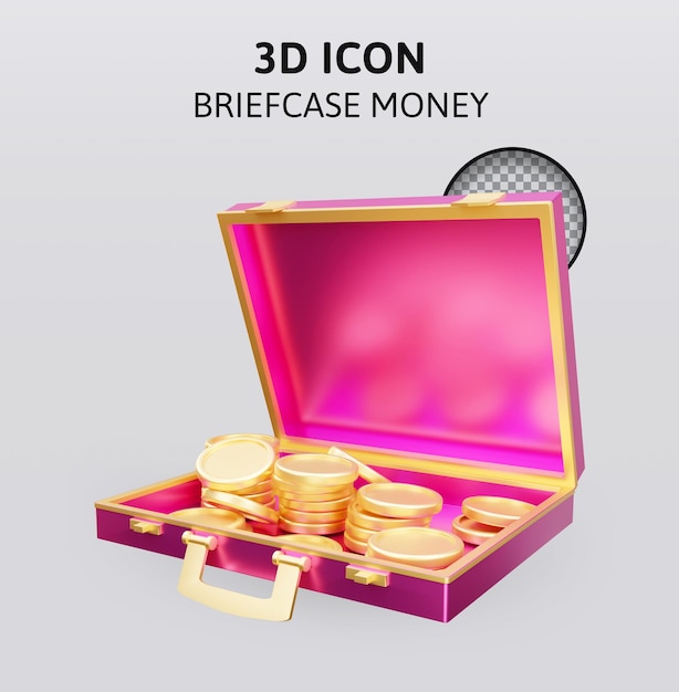 Aktenkoffer Geld 3D-Darstellung
