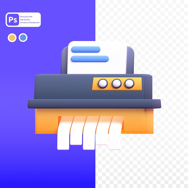 Aktenvernichter in 3D-Render für grafische Asset-Webpräsentationen oder andere