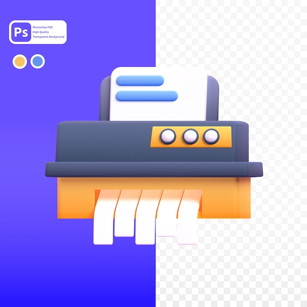 PSD aktenvernichter in 3d-render für grafische asset-webpräsentationen oder andere