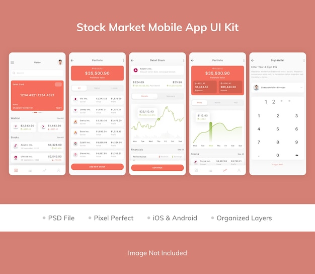 Aktienmarkt mobile app ui kit