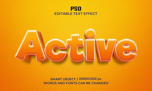 Aktive 3d-textstil-effektvorlage