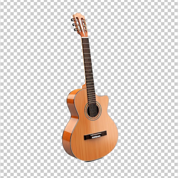 Akustische Gitarre aus Holz isoliert auf weißem Hintergrund