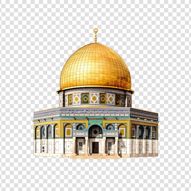 PSD al-aqsa-moschee mit goldener kuppel auf durchsichtigem hintergrund