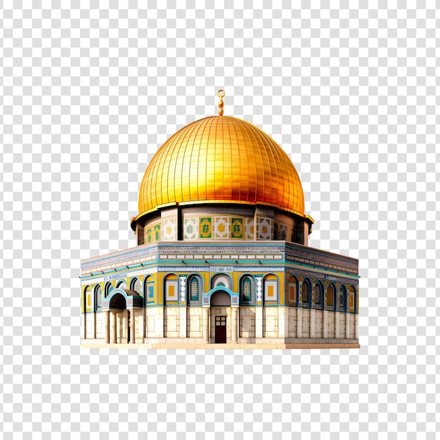 PSD al-aqsa-moschee mit goldener kuppel auf durchsichtigem hintergrund