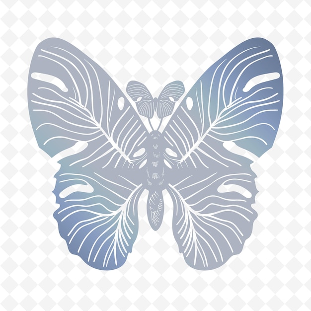 PSD ala de mariposa png morpho con venas de hojas de filodendro y hojas animales y tropicales de contorno simple