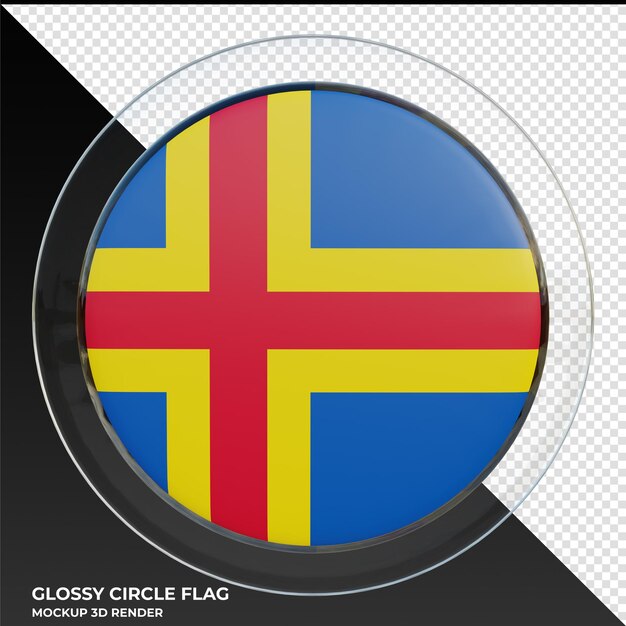 Aland bandeira de círculo brilhante texturizado 3d realista