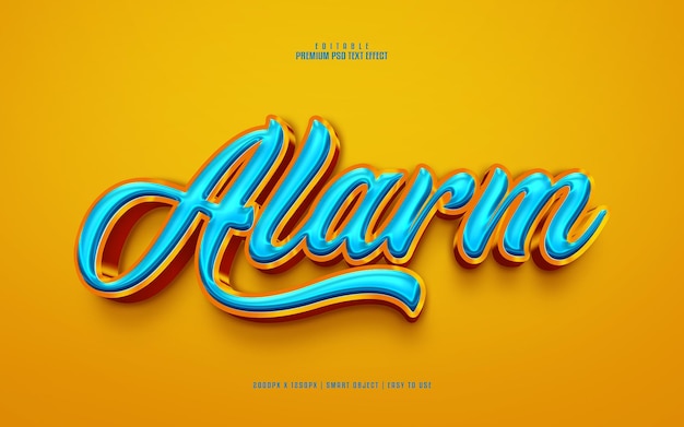 Alarm 3d bearbeitbarer Premium-PSD-Texteffekt