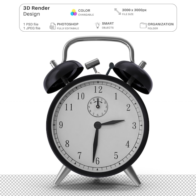 alarm vintage clock 3d modeling psd file realistic clock