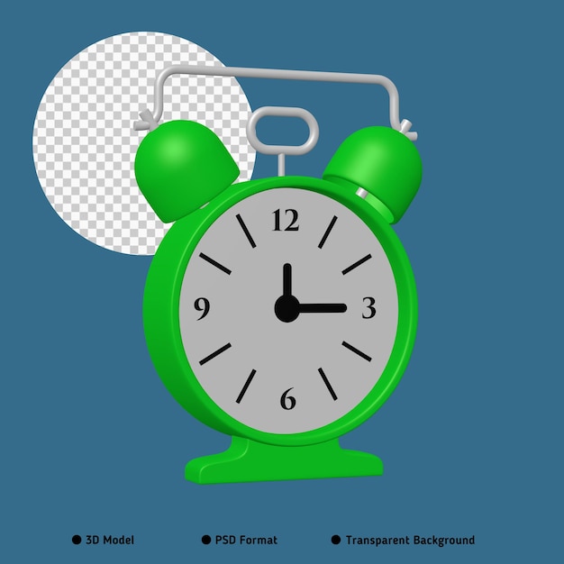 Alarma despertador ilustración 3D imagen aislada fondo transparente