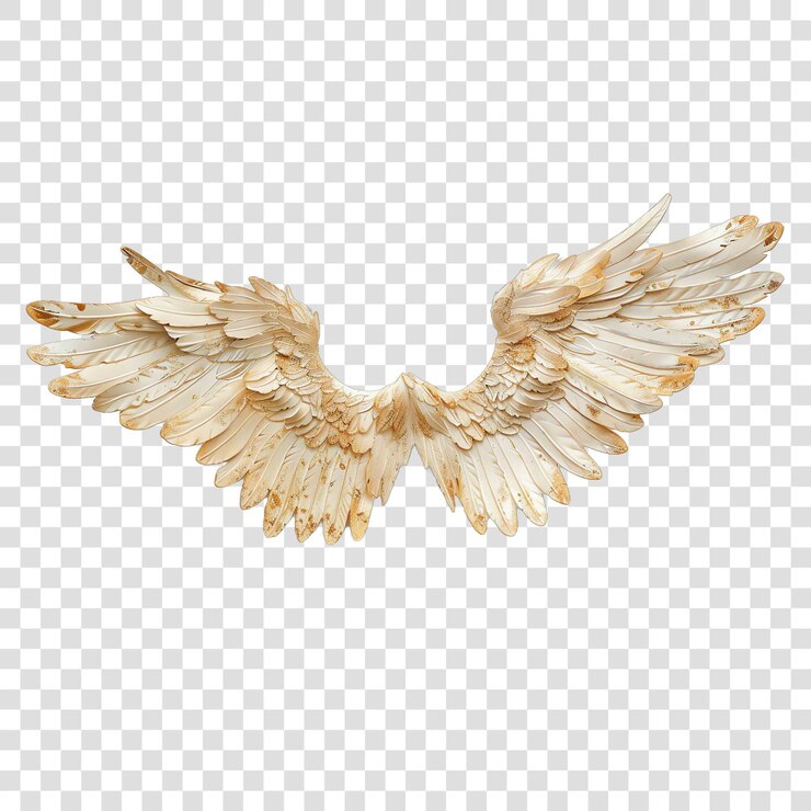 PSD alas de ángel beige realistas sobre un fondo transparente