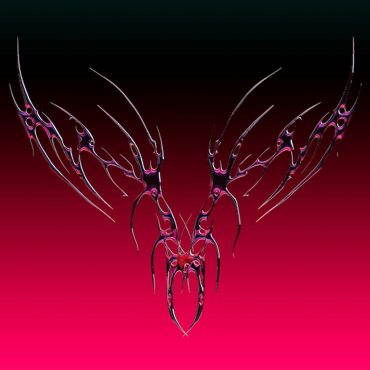 PSD alas cyberpunk abstractas con brillo metálico