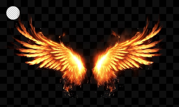 PSD las alas de un fuego sobre un fondo transparente.