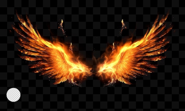 Las alas de un fuego sobre un fondo transparente.