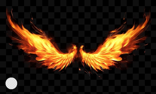 Las alas de un fuego sobre un fondo transparente.