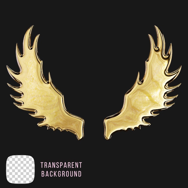 Las alas de metal de oro de Psd forman una representación 3D