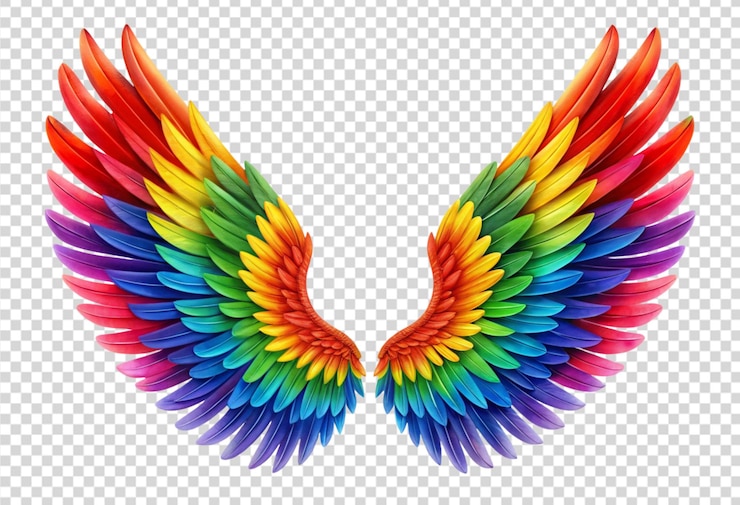 PSD las alas del orgullo del arco iris png