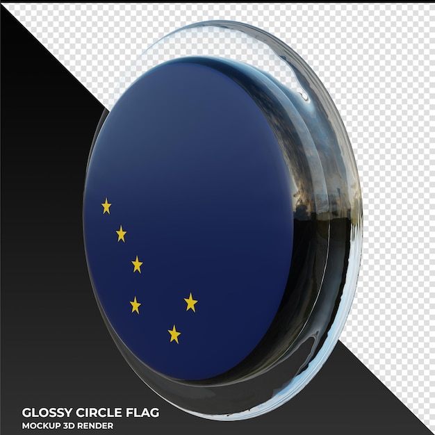 PSD alaska0002 realistische 3d-texturierte glänzende kreisflagge