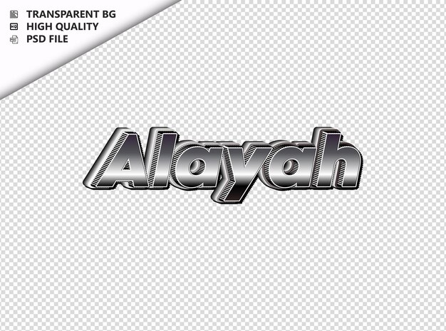 PSD alayah tipografía texto plateado negro psd transparente