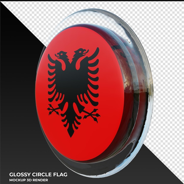 Albanien0002 realistische 3d-texturierte glänzende kreisflagge